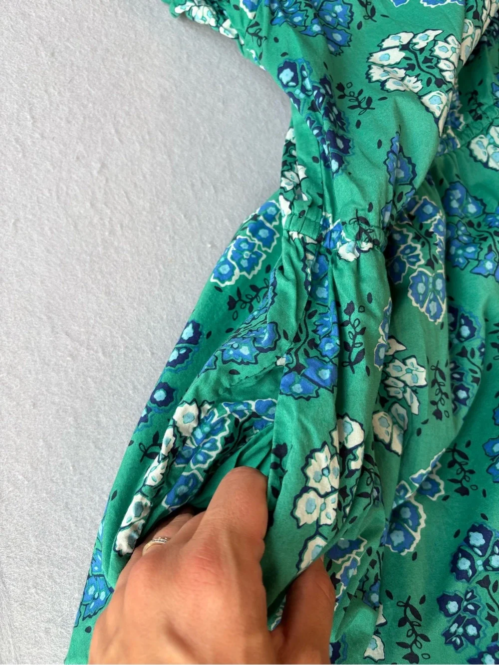 J. Crew Green & Blue Floral Short-Sleeve Midi Dress Sz 6